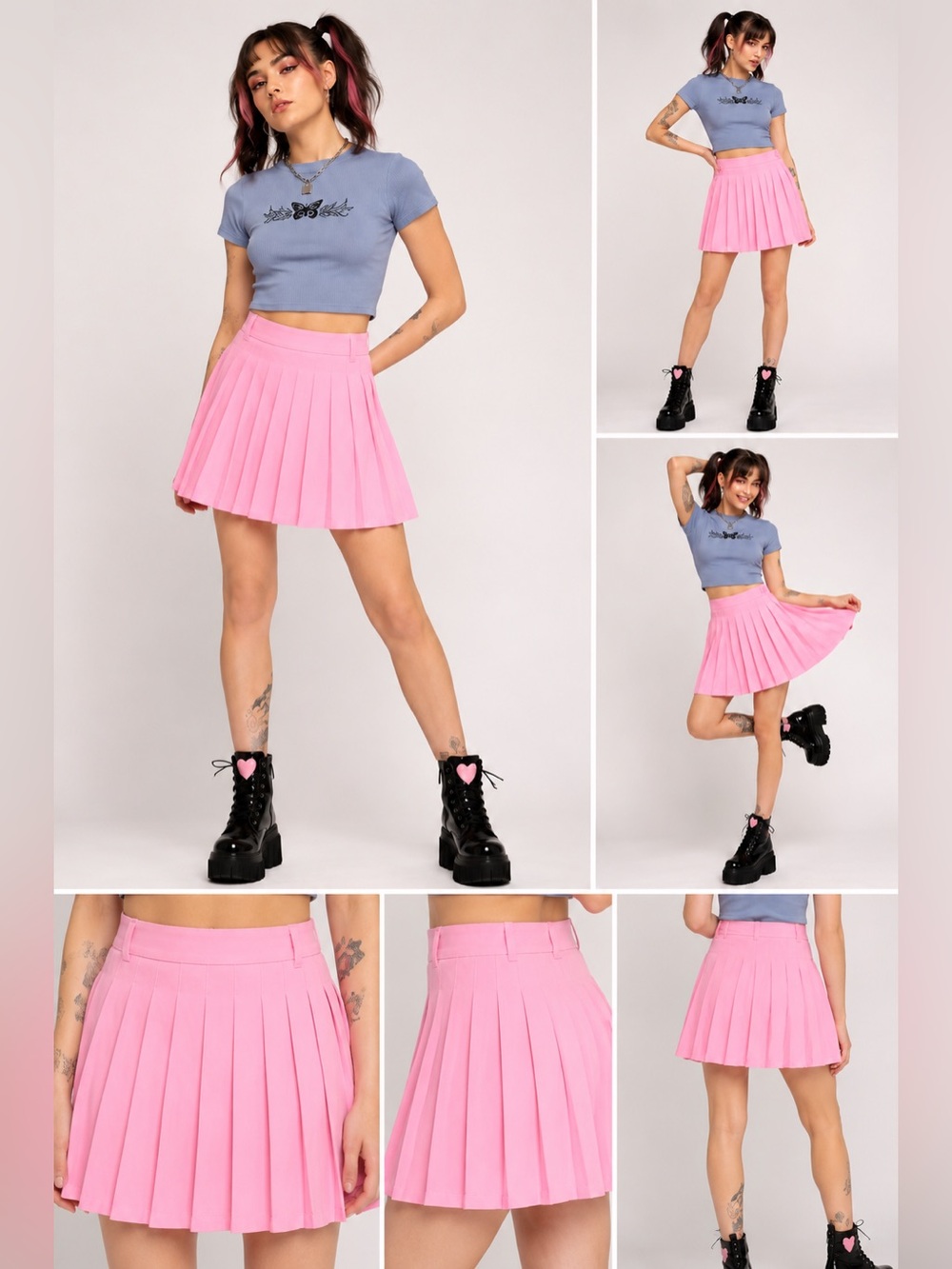 Hot Topic pink Pleated Mini hot goth academia whimsical skater skirt SM